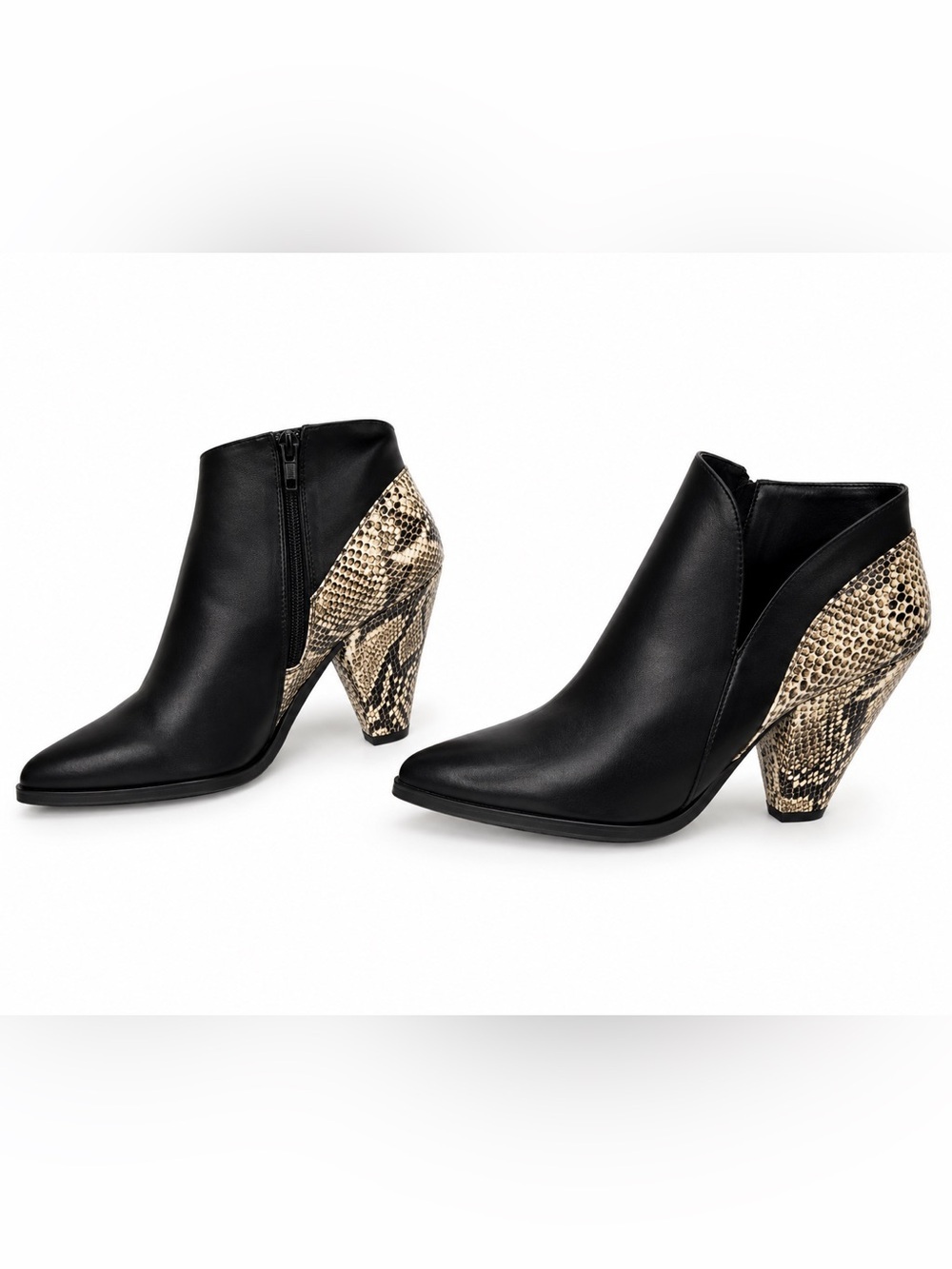 The Limited Black and Snake Print Ankle Boots